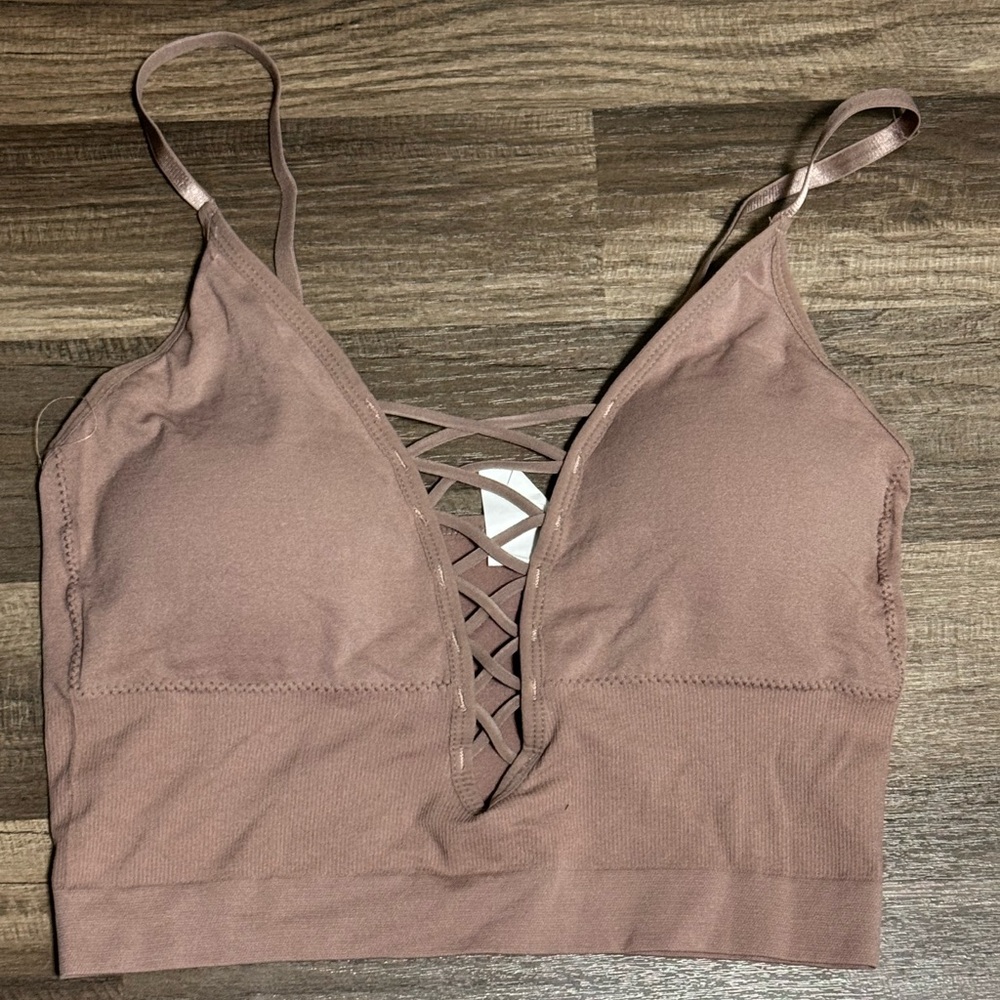 Women's Lace-Up Bralette in Brown